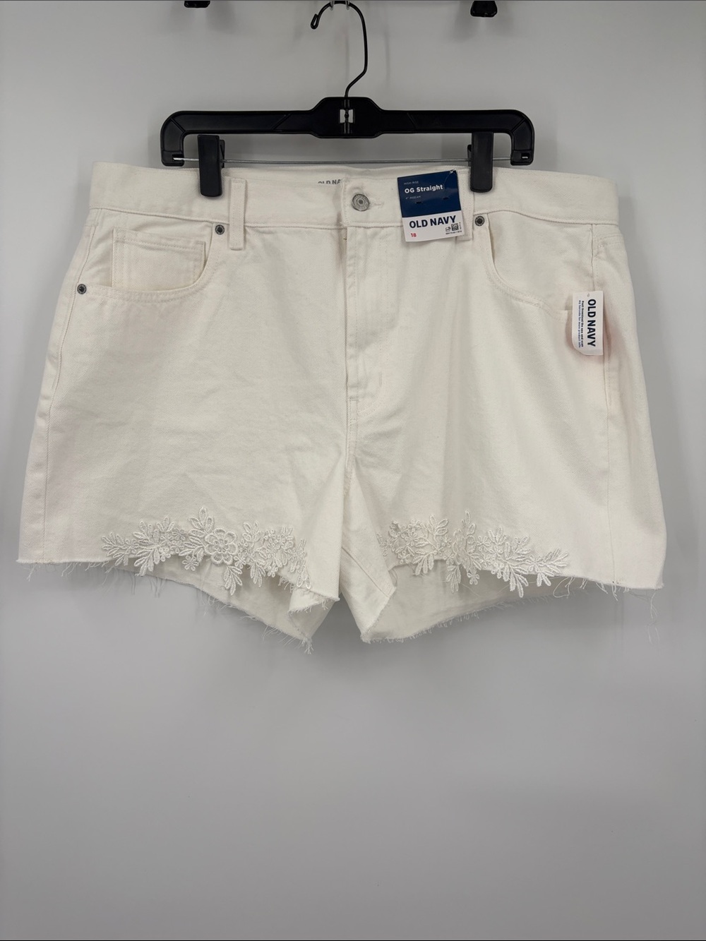 Old Navy White Denim Shorts with Lace Hem